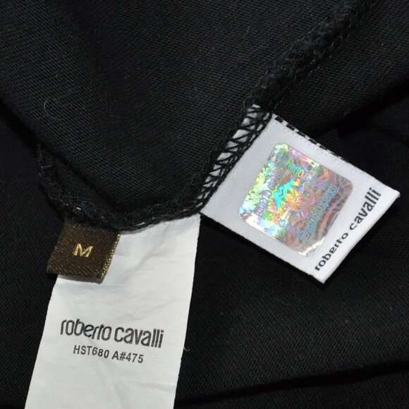 Roberto Cavalli Graphic Black & White Crew Neck T-SHIRT M - Picture 4 of 5